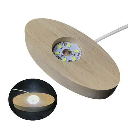 

✪ Night Light Solid Wood Material Luminous Lamp Base Colorful White and Warm Light