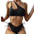 thumbnail image 1 of Gibobby Trajes de Baño para Mujer Traje de baño Vintage de dos piezas para mujer, conjunto de Bikini con estampado de cintura alta fruncido y cuello Halt(Negro,M), 1 of 5