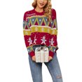 thumbnail image 3 of Genuiskids Women Christmas Sweater Long Sleeve Gingerbread Man Knitwear Warm Knit Pullover Spring Winter Tops, 3 of 9