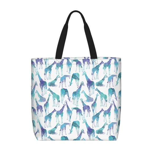 Defioc Cool Giraffe Pattern Tote Bag for Women,Large Capacity Tote Bag with Zipper Casual Shoulder Handbags Shopping Bag