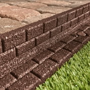 GroundSmart Brickface Landscape Edging, 4' Brown Rubber Garden Edging Border, 48 pack