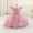 Hot Pink, variant on SERTG Little Girls' Party Dress Sheer Paneled Skirt with Back Zipper Short Sleeve Round Neck Princesse Outfit for 6 Months-4 Years(Pink,2 Years)