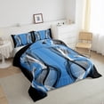 thumbnail image 3 of Feelyou Blue Black Striped Queen Comforter Set, Boho Abstract Stripes Bedding Sets, Contemporary Modern Abstract Reversible Bedding Comforter Set, Lightweight Room Decor, 3pcs, 3 of 8