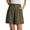 01 Army Green, variant on Airmenty Womens Shorts High Waist Shorts for women Zippered Wide Leg Shorts with Pockets