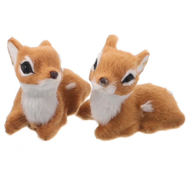 ColoMX 2 figuras de reno navideño: adornos navideños realistas de ciervo, figuras de reno de peluche, decoración navideña para reuniones familiares, fiestas y exhibiciones de temporada.