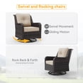 thumbnail image 5 of Gotland 5-Piece Outdoor Patio Furniture Set, 2 Wicker Swivel Chairs, 1 Side Table & 2 Ottomans, All-Weather Conversation Set for Backyard, Porch, Deck, Sand, 5 of 6
