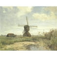 thumbnail image 3 of Paul Joseph Constantin Gabriël 14x12 Black Modern Framed Museum Art Print Titled - ‘Sunny Day’, a Windmill on a Waterway (C. 1860 - C. 1903), 3 of 5