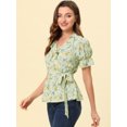 thumbnail image 3 of INSPIRE CHIC Blouse à Volants à Manches Courtes Col en V Croisé Fruits Doux pour Femmes Vert Clair TG, 3 of 5