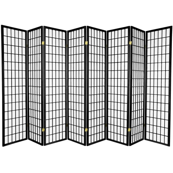 6 ft. Tall Window Pane Shoji Screen - Black - 8 Panels