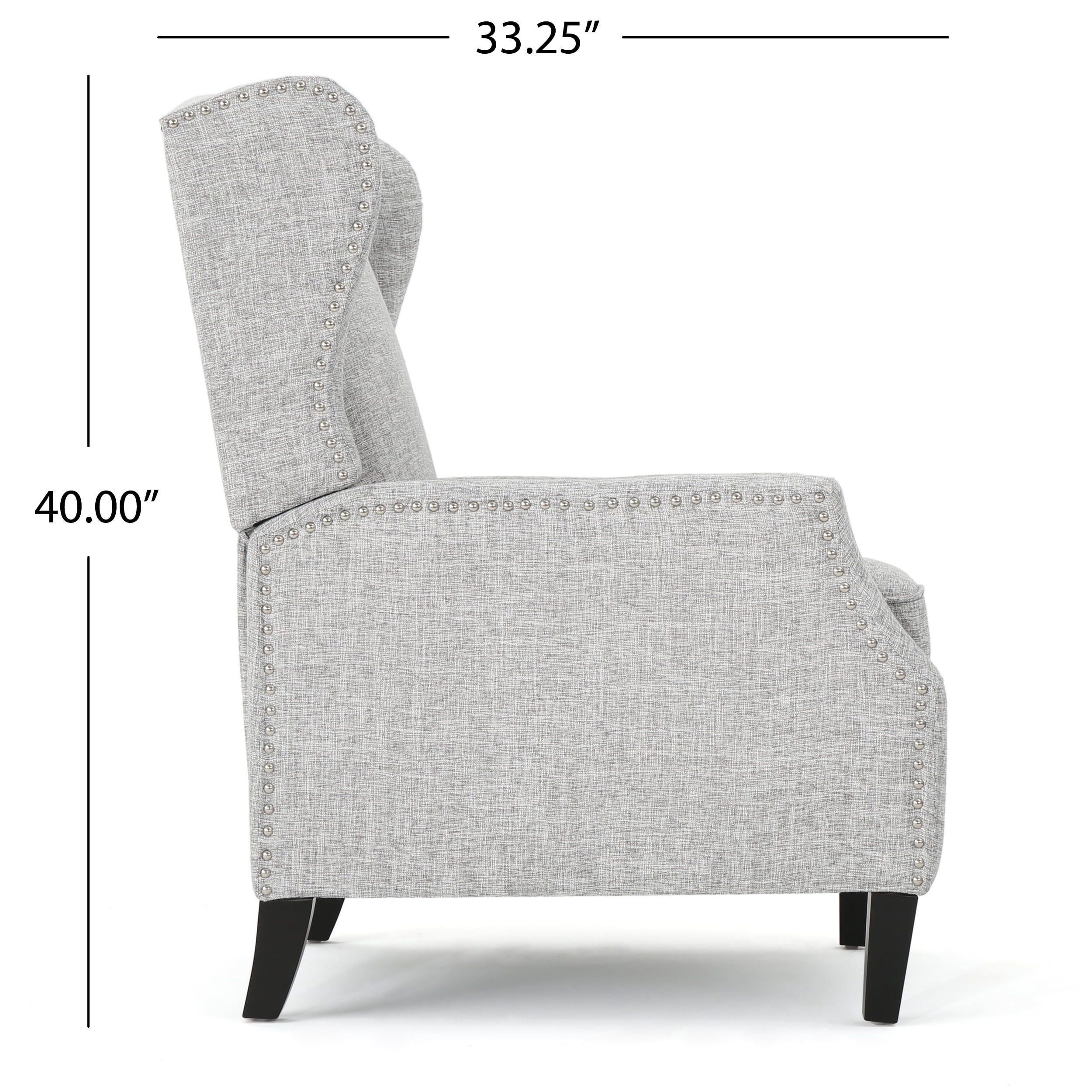 Euroco Traditional Wingback Recliner Chair with Studded Trim,100% Polyester Upholstery
