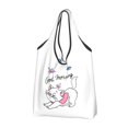 thumbnail image 3 of Bolsas de compras reutilizables con forma de gato de Marie Aristogatos, bolsas de compras plegables con la frase "No toques mi comida", bolsas de mano grandes lavables, 3 of 5
