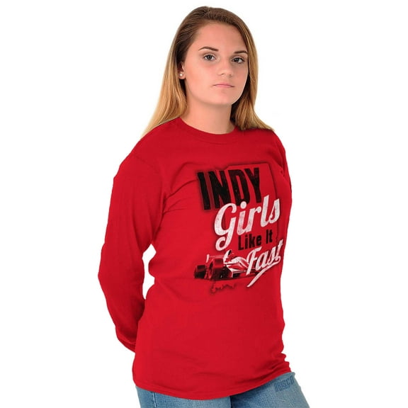 Indy Girls Like it Fast Funny Indiana Women's Long Sleeve T Shirt Brisco Brands S