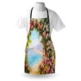 thumbnail image 3 of Art Apron Old Antique Arch Covered by Rose Petals Branches Romantic Italian Panorama Sea Print, Unisex Kitchen Bib Apron with Adjustable Neck for Cooking Baking Gardening, Multicolor, by Ambesonne, 3 of 3