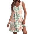 thumbnail image 1 of Ovzne Robes d'Été pour Femmes 2025 Robe Femme Robe d'Été Décontractée Mode Imprimée avec Poches Sans Manches Col en V Robe Imprimée en Liquidation, 1 of 5