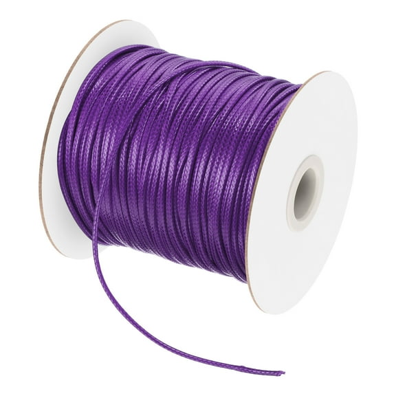 Uxcell Dark Purple 2mm Waxed Cord 98 Yard Wax Bead Thread String for Jewelry Making