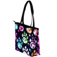 thumbnail image 3 of Dog Paw Print Canvas Leather Mix Hand-Held Bag - Twill Sponge Jeanette - 30x10.5x39cm/11.8x4.1x15.4in, 3 of 5