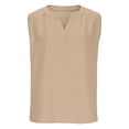 thumbnail image 3 of JFGHDG Airport Sets for Women Linen Sets for Women 2 Piece Casual Button Sleeveless Tops with Wide Leg Pants Blouses Summer Vacation Travel Outfit 2026 Khaki M, 3 of 8