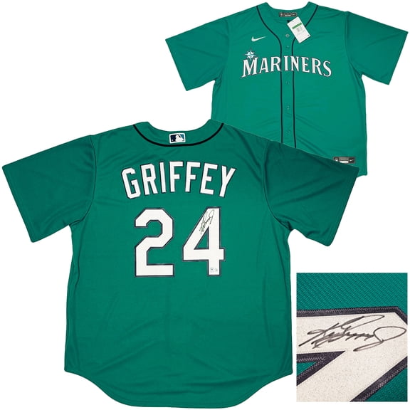 Seattle Mariners Ken Griffey Jr. Autographed Teal Nike Jersey Size XL Beckett BAS Witness 212480