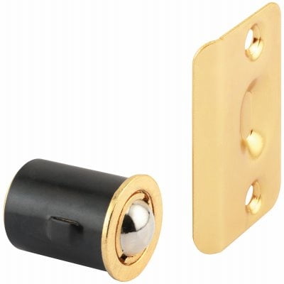 Closet Door Drive-In Ball Catch With Strike, Brass-Plated -N 7331