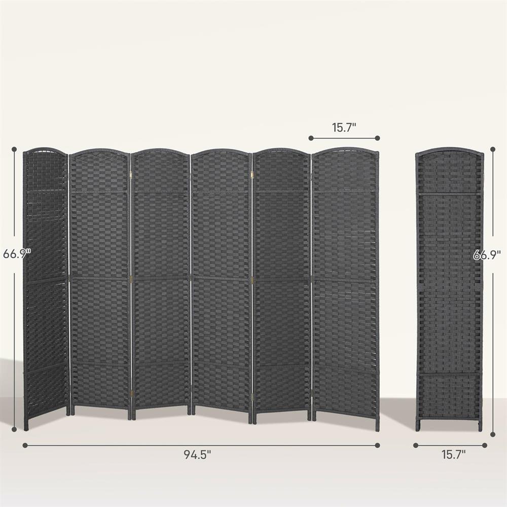 Topcobe Folding Room Divider Screen 6 Panel 5.6' Tall Privacy Screen Freestanding Room Partition for Home Office, Privacy Screen, Partition Room Dividers for Home, Apartment, Gray
