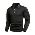 thumbnail image 2 of gbyLJF Men's Long Sleeve Shirts Long Sleeve Lapel Pullover T-shirts Casual Loose Fit Button Down Sweatshirt Tops, 2 of 7