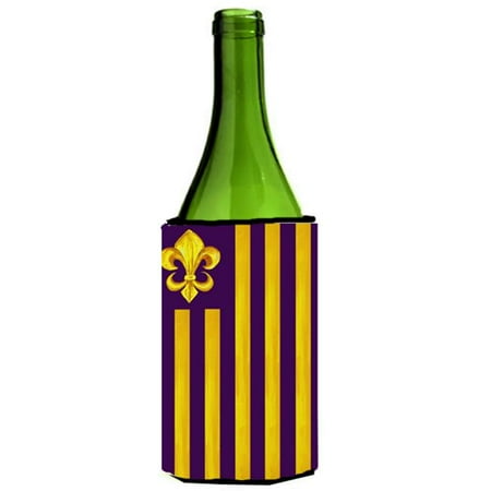 

Purple And Gold Fleur De Lis Wine Bottle Hugger - 24 oz.
