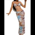 thumbnail image 2 of Vestido Maxi de Baño con Estampado Floral Triangular y Espalda Descubierta para Mujer Marrón L, 2 of 9