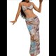 thumbnail image 2 of Vestido Maxi de Baño con Estampado Floral Triangular y Espalda Descubierta para Mujer Marrón M, 2 of 9