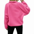 thumbnail image 4 of Womens Fleece Jacket Fuzzy Long Sleeve Short Winter Coats Button Down Jacket Outerwear with Pockets Rose Red S, 4 of 6