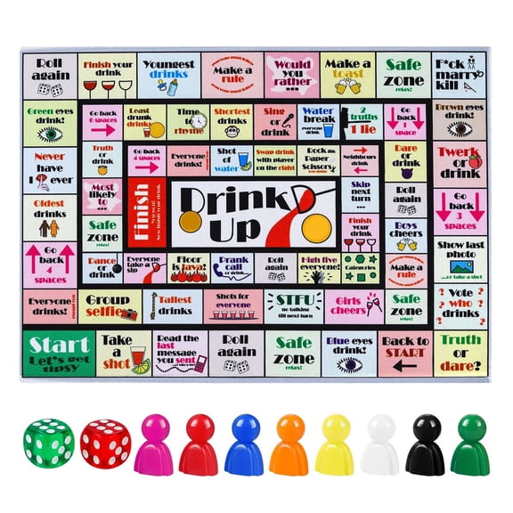 Tabletop Games Drinking Board Games For Adults – Interactive Party Game Night Rubber Mat Ideal for Birthday Family Gatherings and Any Occasion, 15×11 inch, White