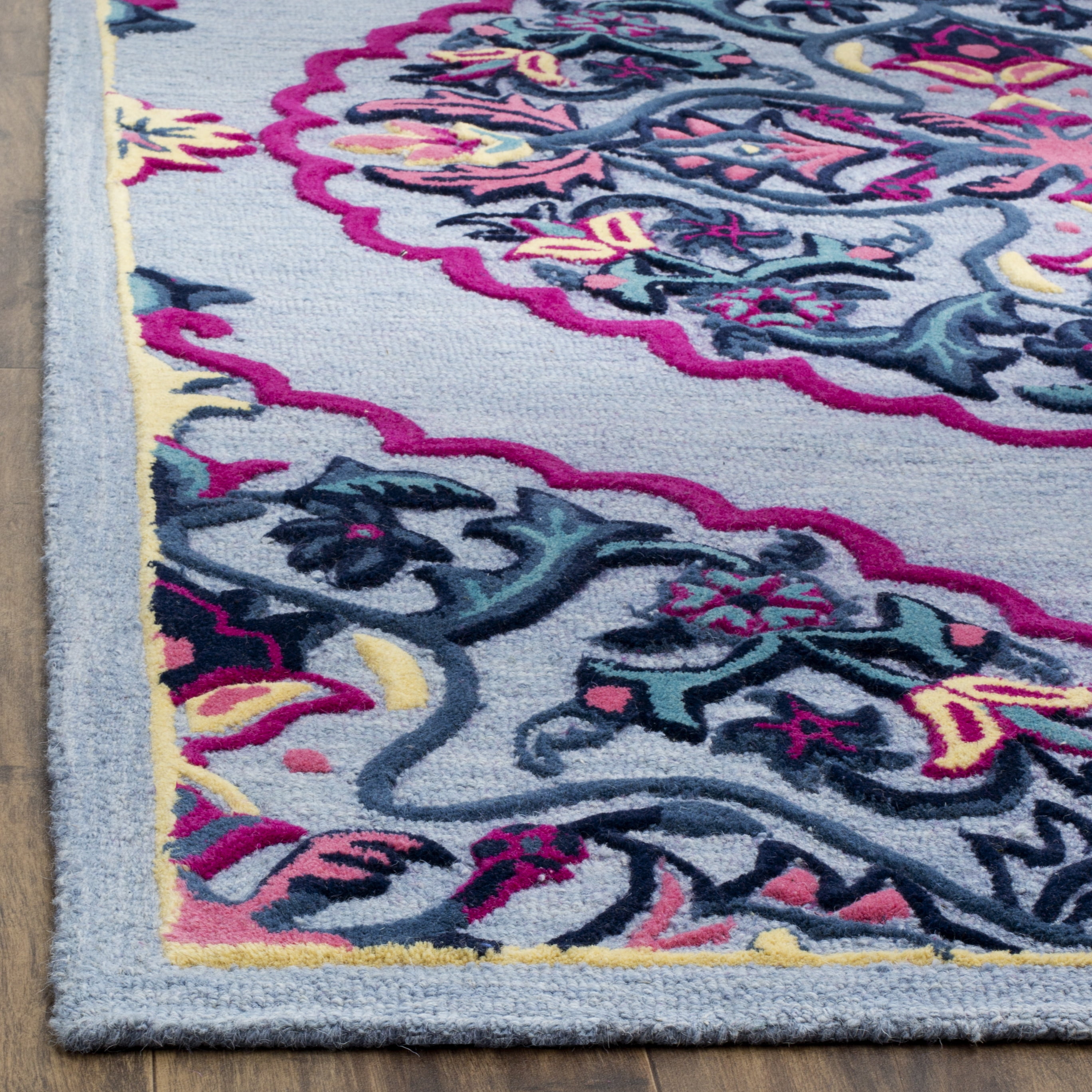SAFAVIEH Bellagio Rio Floral Wool Runner Rug, Blue/Multi, 2'3" x 9'