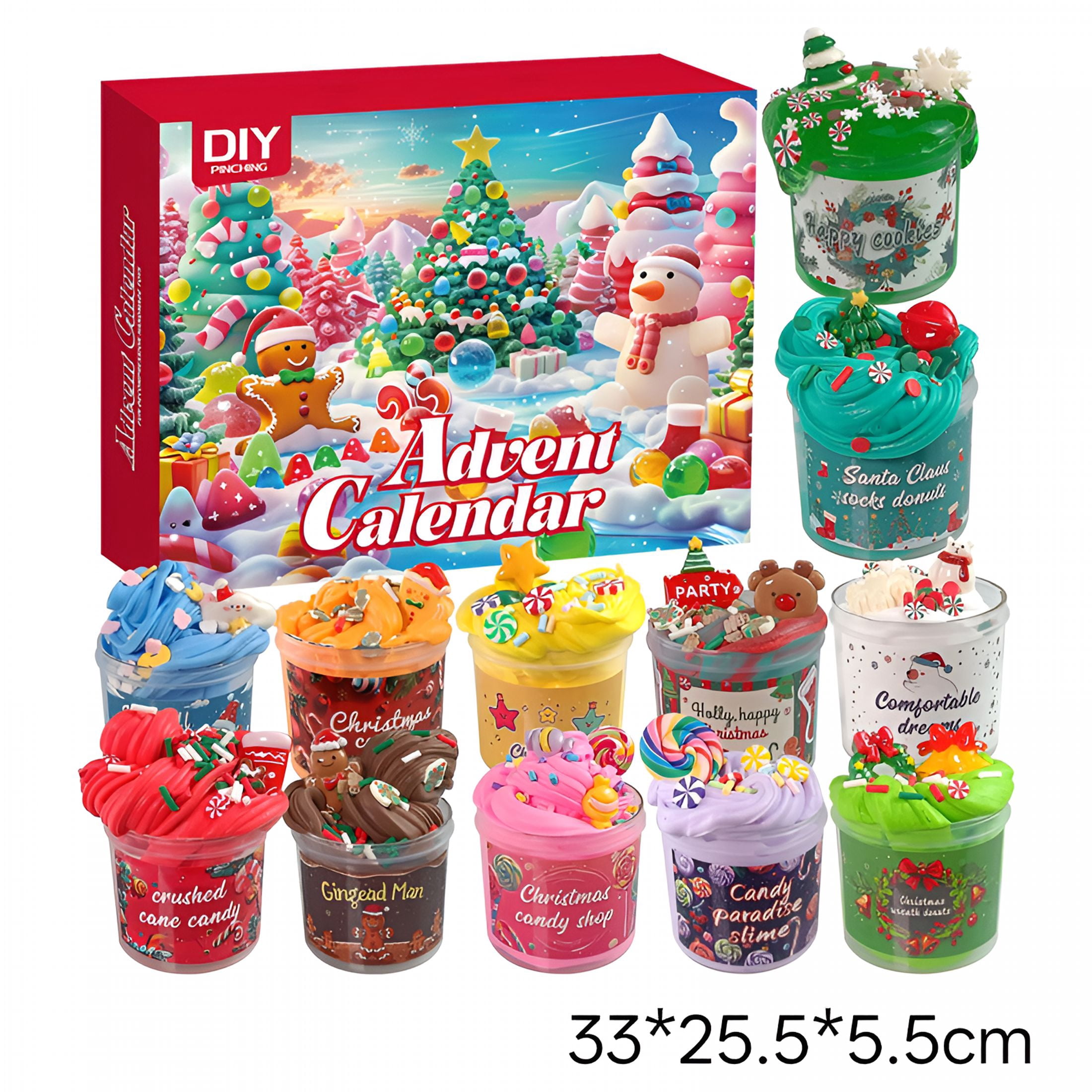 BESTSKY 2026 New Slime Advent Calendarbutter Diy Kit Christmas Gifts 24 Days Christmas Countdown Calendar Party Favors for Kids Stress Relief Toys for Kids,Holiday,Party