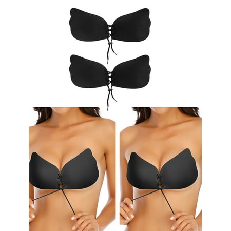 

YouLoveIt 2 pairs Women s Silicone Bras Self-Adhesive Breathable Push Up Bra Backless Sticky Silicone Bra Sexy Strapless Invisible Bra for Dress Wedding Party