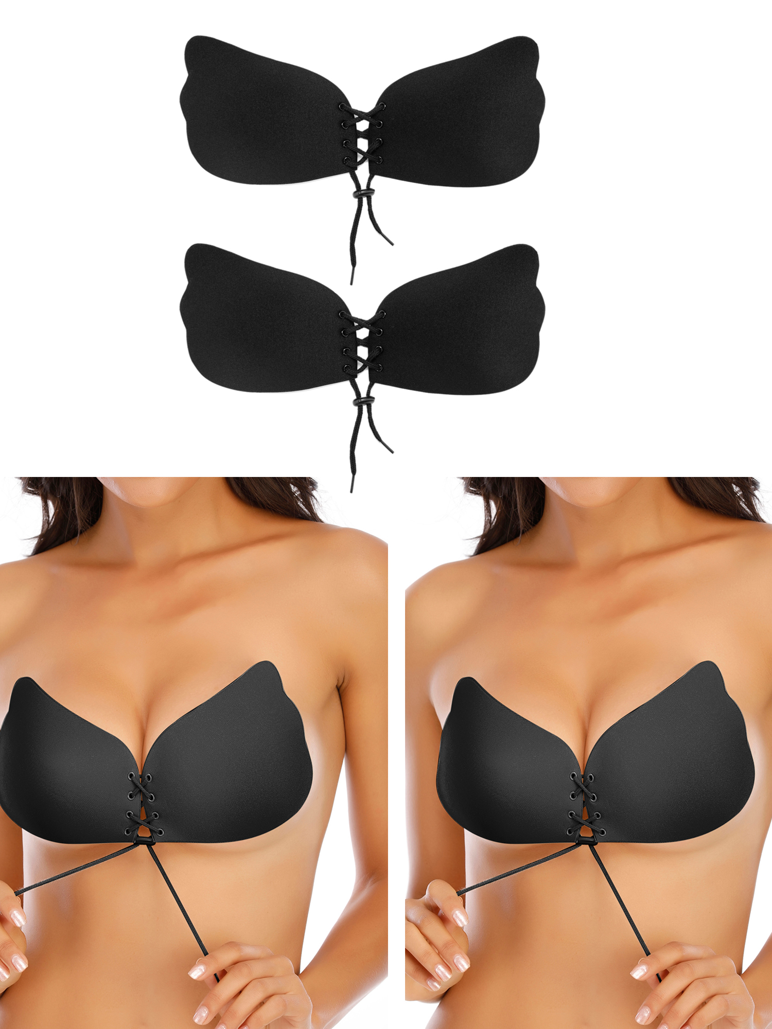Adhesive Bra,Strapless Bra 2 Pairs Invisible Lift Backless Bra for Women