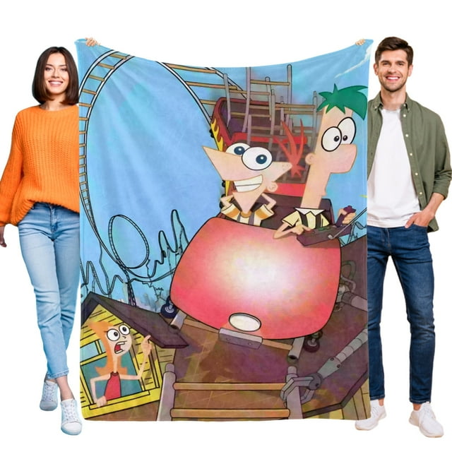 Phineas y Ferb anti-pilling, suave, ligera, esponjosa y acogedora de lujo para hogar y cocina – Perfecta para niños y adultos, 100 x 150 cm