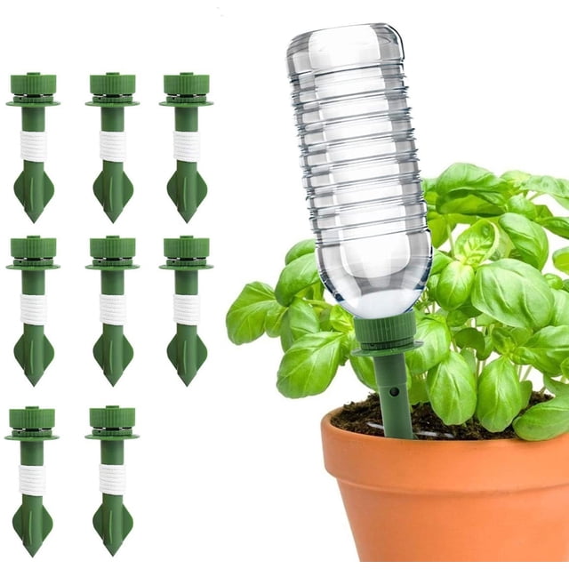 Paquete de 8 riego automático de plantas con pinchos, regaderas de cerámica, aspersor automático de plantas navideñas por goteo, sistema de riego