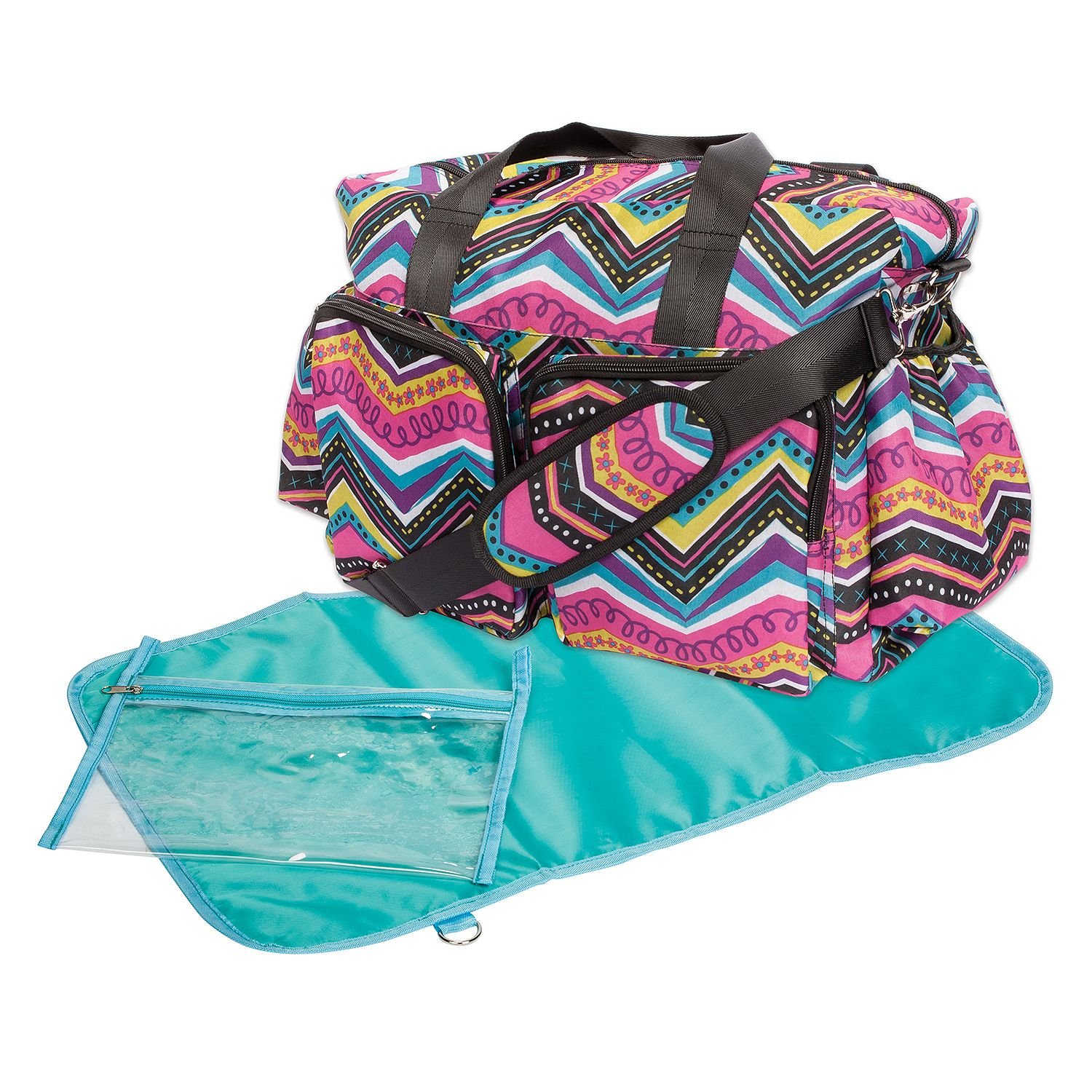 Product of Trend Lab Deluxe Duffle Diaper Bag, Modern Multi Chevron