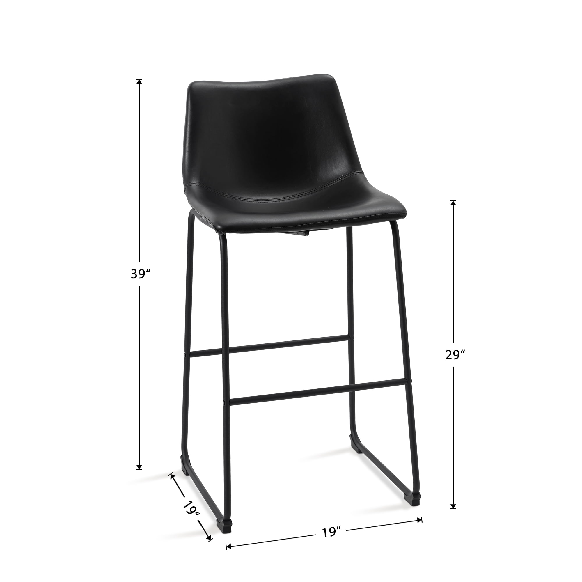 Dining Chairs Set of 2 Bar Stool 30",PU Leather,Black