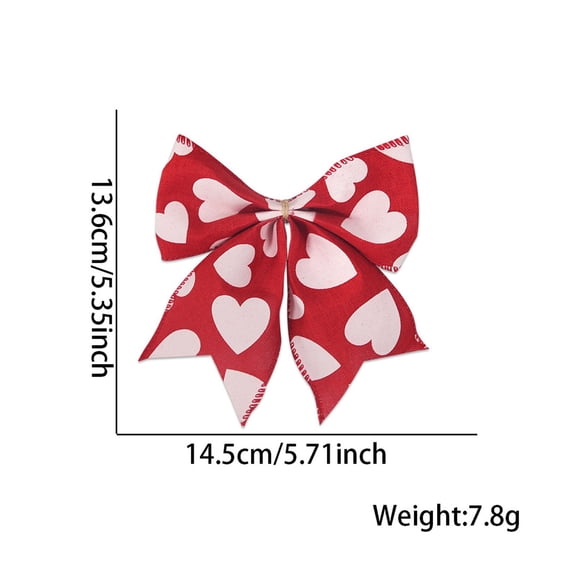 chaungfeng 6 Inch Red Heart Printed Burlap Bows Decoration Bow for Gift Wrapping Party Valentines Day Basket Ornaments(C)