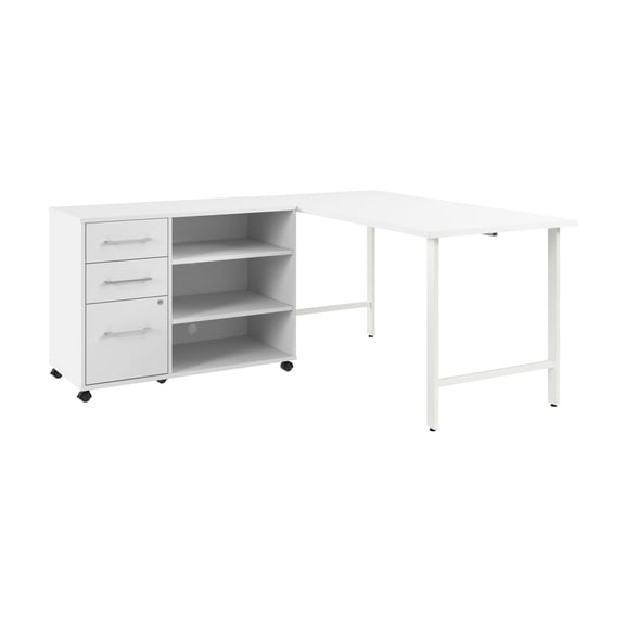 Hustle 60W x 30D Computer Desk with Storage in White - Engineered Wood