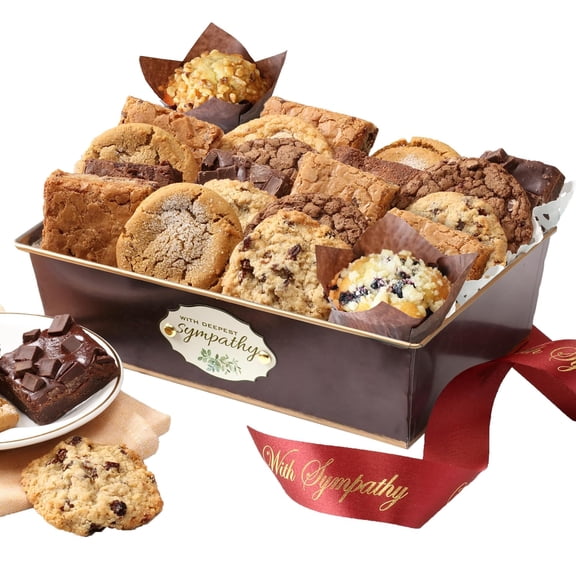 Broadway Basketeers Sympathy Wishes Gift Baskets Filled with Individually Wrapped Fresh Brownies and Cookies Assorted Toppings and Flavors Perfect for Her Him Friends Associates