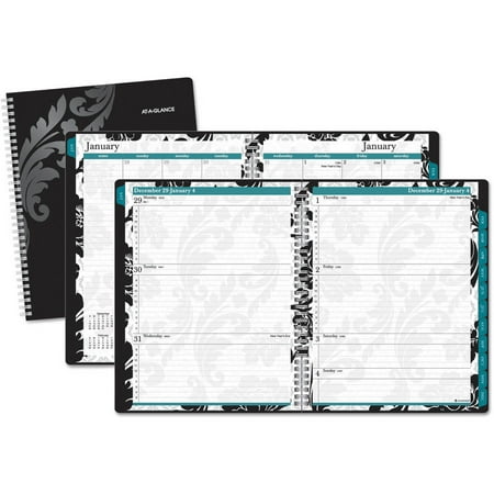 AT-A-GLANCE Block Format Madrid Weekly/monthly Planner, 8 1/2" X 11", Black/white, 2016