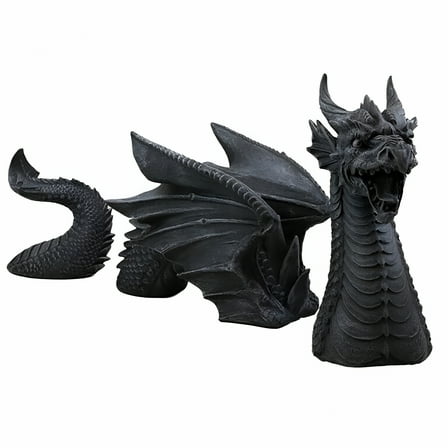 LAMIRO Large Dragon Gothic Garden Decor Statue,The Dragon of Castle Moat Lawn Garden Statue Outdoor Dragon Resin Resistant Sculpture Ornaments for Patio,Front Garden,Lawn (A)