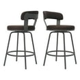 thumbnail image 3 of 24 Inch Swivel Counter Height Bar Stools Set of 2, Modern Backs, Leather Counter Stools for Kitchen Island, Brown, 3 of 7