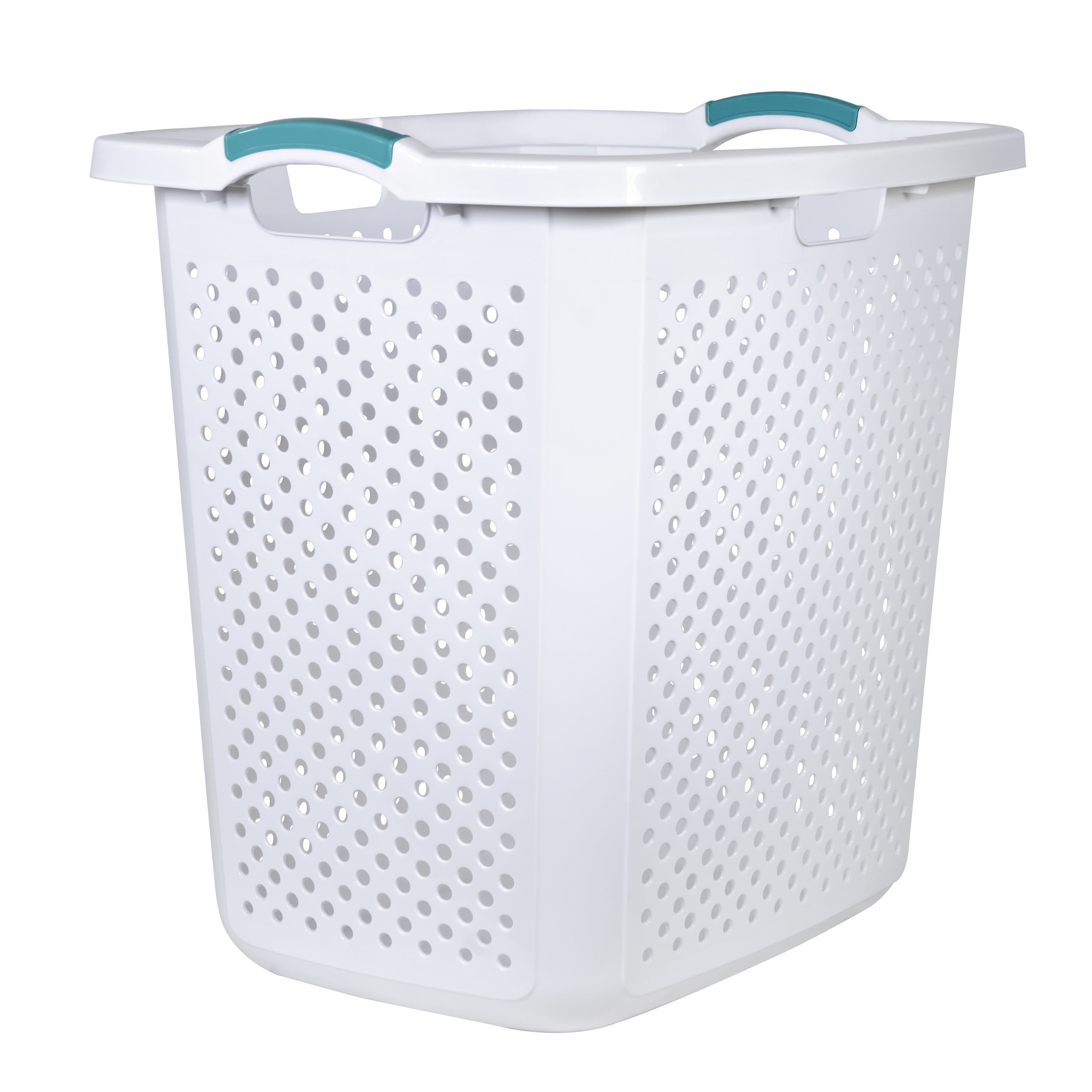 30 Litre Round Laundry Basket White Washing Clothes Carrying Storage Holding 