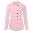 thumbnail image 4 of bnaln Womens Long Sleeve Button Up Shirts Plus Size Crew Neck Cotton Linen Blouses Tops Spring Fashion Office Work Tshirt Loose Fit Dressy Casual Blouse, 4 of 5