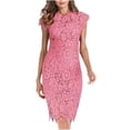 thumbnail image 2 of Odeerbi Summer 2024 Casual Dresses for Women Fashion Sleeveless Lace Zipper Sexy Solid Color Club Dress Pink, 2 of 8