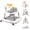 White, variant on 5 in 1 Anti-Rollover Foldable Baby Walker, 5 Adjustable Height Toddler Learning Walking Chair with Detachable Musical Toy, Anti-Fall Safe Infant Activity Walker - White