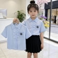 thumbnail image 4 of Fancifize Girls Short Sleeve Blouses Kids Collared Button Down School Uniform Tops Casual Solid Color Shirts, 4 of 6