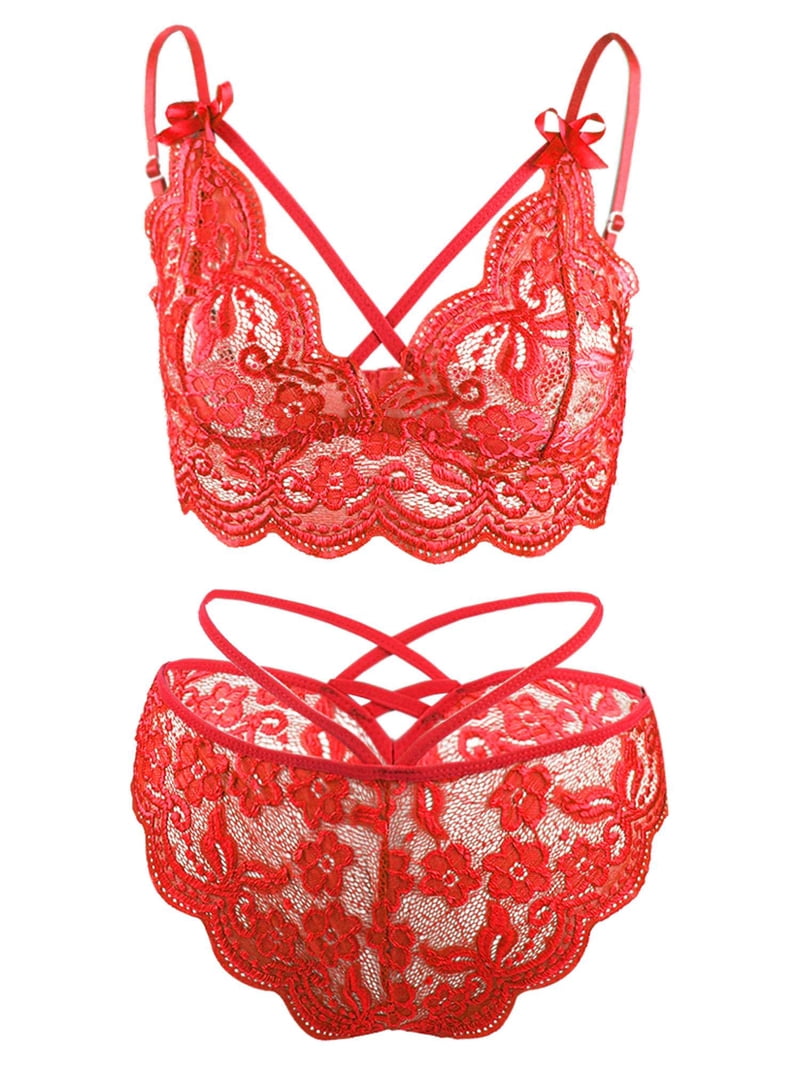 Spencer Sexy Lingerie Set for Women, 2Pcs Floral Lace Strappy Bralette and Panty Set for Valentine's Day (2XL/3XL, Red) - Walmart.com Spencer Sexy Lingerie Set for Women, 2Pcs Floral Lace Strappy Bralette and Panty Set for Valentine's Day (2XL/3XL, Red) - Walmart.com